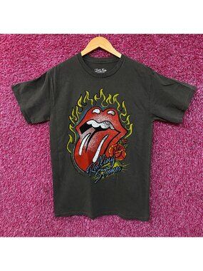 The Rolling Stones Flaming Hot Lips Graphic Rock T-Shirt Small